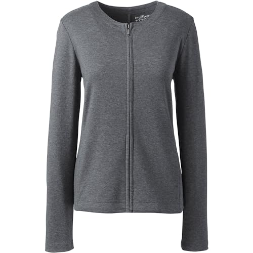Lands' End Women's Cotton Polyester Zip Crew Cardigan3