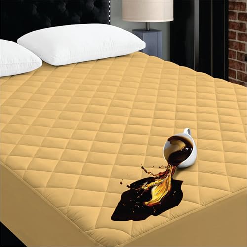 Image of Ayka 100% Waterproof Cotton Quilted Mattress Protector Single Size Breathable Hypoallergenic Noiseless Ultra Soft Fitted Bed Protector 78x36 inch Mattress /Bed Cover (Single 78x36 | 6.5x3 ft, Beige)