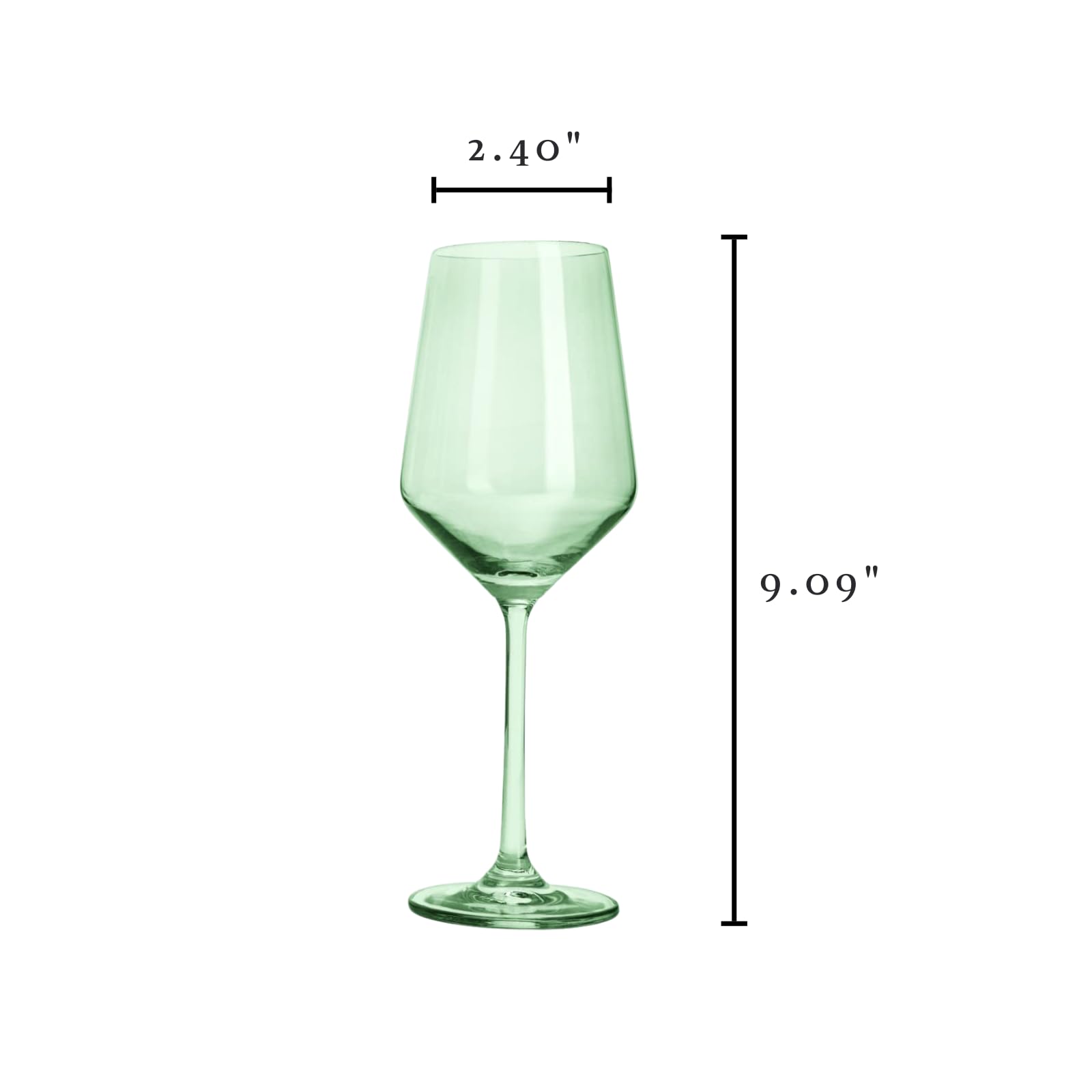 The Wine Savant Lot de 6 verres à vin de couleur verte, 355 ml, vert menthe, cadeau, fête prénatale, décoration unique de style italien à haute tige pour vin blanc et rouge
