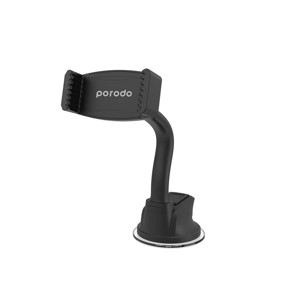 Porodo Adjustable Holder with Flexible Arm, 360° Rotation, Flexible Mount, Two-sided Grip - Black