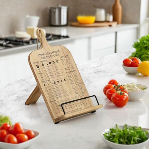Soporte de madera para libros de recetas en cocinas rústicas y modernas 7