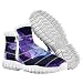 PUXUQU Damen Stiefel Hausschuhe Galaxy Katze Gesicht Flauschig Plüsch Indoor Outdoor Winter Bootie Hausschuhe, mehrfarbig, 42 EU