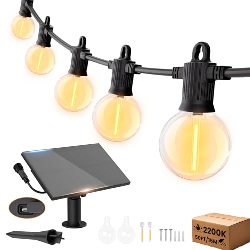 ZOTOYI Catena Luminosa Esterno Solare, 15M Luci da Esterno Giardino Solari IP65 Impermeabile con 20+2 G40 LED Lampadine, Luci Stringa Filo Lampadina USB Ricaricabile per Matrimonio, Festa, Patio
