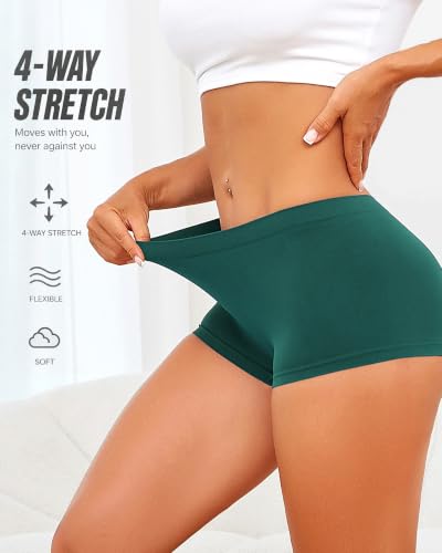 Image of Womens Boyshorts Underwear Seamless Boxer Briefs Full Coverage Soft Stretch Boxer Shorts For Women 4 Pack