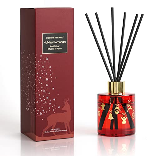 Reed Diffuser Oil, Holiday Pomander Diffuser Sticks Set, All-Natural Essential Oil And Bronzing Bottle, Fragrance And Gifts #TOP8
