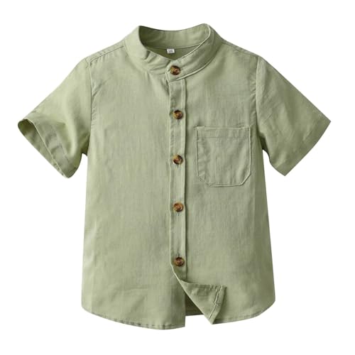 Boys Kids Plain Shirt Short Sleeve Button Down Shirts Toddlers Childrens Summer Casual Dress Shirts