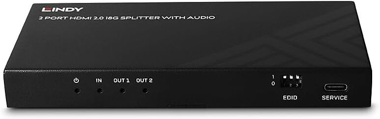 Lindy 38534 HDMI Splitter 8K60 2 Port with Audio and Scale Reduction