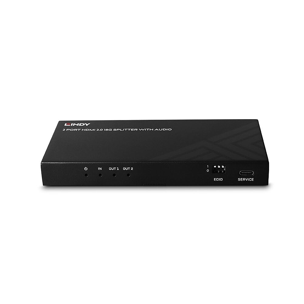Lindy 38534 Splitter HDMI 8K60 a 2 porte con audio e riduzione della scala