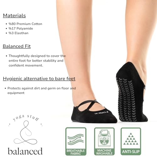 Image of Pilates Socks for Women, Non-Slip Grip Yoga Socks with Grips for Barre, Studio & Home Workouts