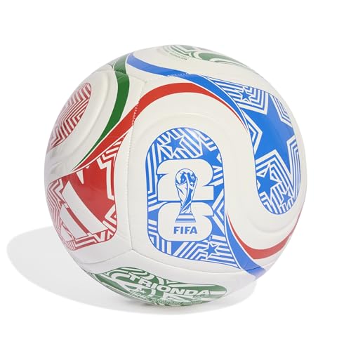 adidas Unisex World Cup 26 TRIONDA Club Ball White/Vivid Red/Glow Blue/Green 3