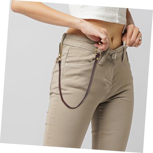 Vintage Unisex Vintage Leather Waist Chain Belt for Dresses Jeans and Coats Leather Thin Belts4