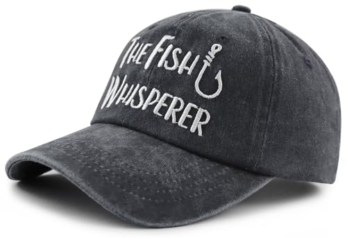 Image of GzacDeope The Fish Whisperer Hat for Men Women, Funny Adjustable Cotton Embroidered Fishing Lovers Baseball Cap