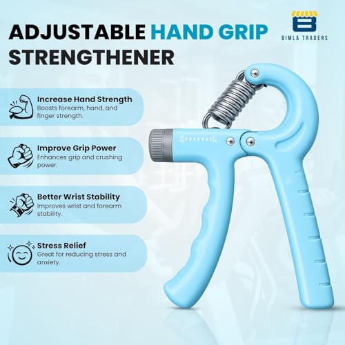 Image of CRAE Hand Gripper - Adjustable Grip Strengthener for Forearm, Wrist & Finger Workout Men & Women Capacity 60 kg (Blue)