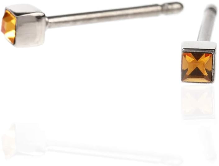 Amazon メディカルハナジュツ Medical Hanajyutsu セカンドピアス 軸太1 0ｍｍ 純チタン ロングポスト11mm 2 2mmスクエア トパーズ カラー ピアス 通販