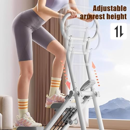 Vertical Climber Exercise Machine - Folding Stair Stepper for Full Body Cardio Workout at Home Gym - Compact Fitness Equipment for Weight Loss and Toning - White