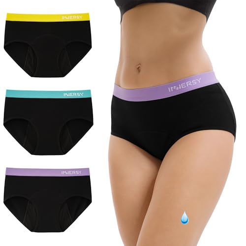 INNERSY Period Pants Black, Hipster Knickers, 3 Pack