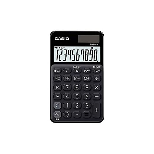 Calculadora Portátil Casio c/ visor amplo 10 dígitos e alimentação Dupla Casio, Preta