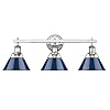 Golden Lighting 3306-BA3 CH-NVY Orwell Bath Vanity, Chrome with Navy Blue Shade