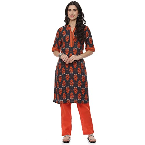 Image of Rangriti Grey Liva Straight Kurta for Women