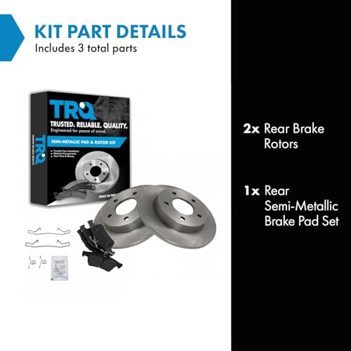 Image of TRQ Rear Semi Metallic Brake Pad and Rotor Set | For 2006-2013 Mazda 3 2.0L