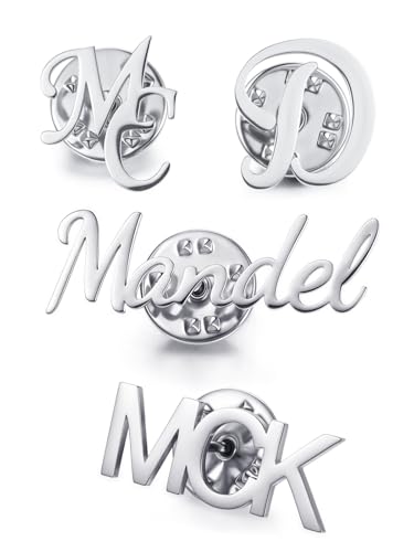 PiercingJak Custom Name Pin Personalised Brooch Pins for Women Men Stainless Steel Name Tag with Letters Initials Customized Jewelry for Birthday Wedding Business Party