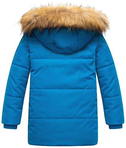 Image of CREATMO US Boy's Sherpa Long Parka Winter Coat Thicken Water Repellent Puffer Jacket With Removable Faux Fur Hood