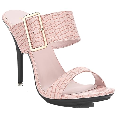 Sandales à talons hauts TM014 pour mariages et soirées d'été en rose éclatant 37.5