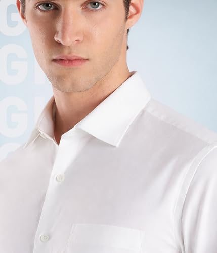 Image of TURMS Men's Premium Egyptian Giza Cotton Solid Shirt | Anti Odor Water Repellent | Breathable & Stretchable