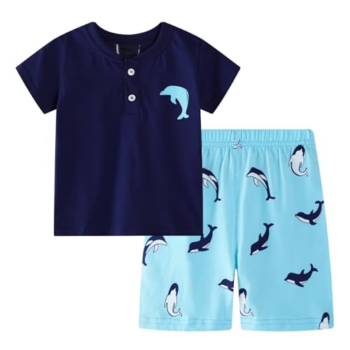 Image of Toddler Boy Clothes Kids Summer Cotton Outfits Shirt Short Sets Size 2-7