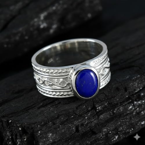 Image of 55Carat Choose Your Color Genuine Gemstone Sterling Silver Ring Band Vintage Handmade Jewelry Sizes 5-12