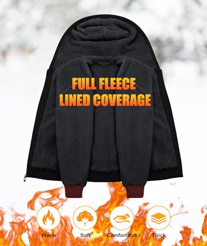 Image of SWISSWELL Men Zip Up Hoodies Sherpa Lined Jacket Heavyweight Fleece Sweatshirt Winter Warm Hooded Coat