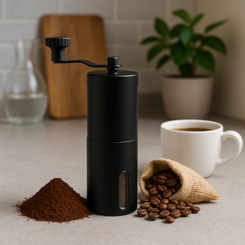 Image of Manual Coffee Bean Grinder - 18 Adjustable Grind Settings for Pour Over, Drip Coffee, Espresso, Moka Pot & Aeropress (Black)