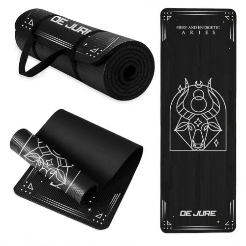 Image of De Jure Fitness Yoga Mat for Women and Men, 10mm Extra Thick Non-Slip NBR Exercise Mat for Yoga, Pilates, Gym & Floor Workouts - with Carry Strap - Taurus