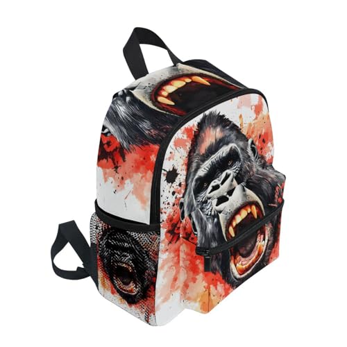 ALAZA Toddler Backpack for Boys Girls King Kong Roar Red Splash Cute Kids Backpack Mini Kindergarten Elementary Back Pack for Daycare Travel 12" H2