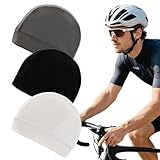 Football Skull Caps, 3pcs Silk Skull Cap for Locs Moisture Wicking Stretchy Breathable Cooling Helmet Liner Cycling Caps Sweat Running Beanie Hat for Men Women(Black/White/Gray)