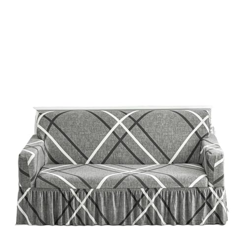 Housse de canapé extensible géométrique imprimé jupe protecteur siège - 2