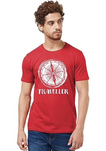 Image of Wear Your Opinion Men's S to 5XL Premium Combed Cotton Printed Half Sleeve T-Shirt (Design : Travel Compass)