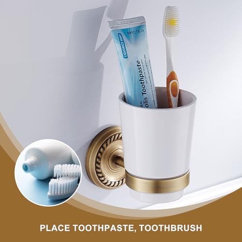 Image of Antique Bronze Toothbrush Holder for Bathroom Tumble Holder Wall Mounted