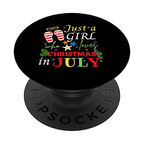 Just A Girl Who Loves Christmas In July Tongs PopSockets PopGrip Interchangeable
