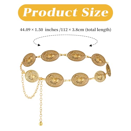 Metal Waist Chain Link Belt for Women, Western Metal Concho Belt Cowgirl Belts Western Cowgirl Boho Turquoise Belts for Dresses Jeans Country Concert Outfit2