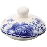 Ceramic Tea Pot Lid Replacement - Blue and White Teapot Cover for Tea Cups Perfect for Home Restaurant and Hotel Use