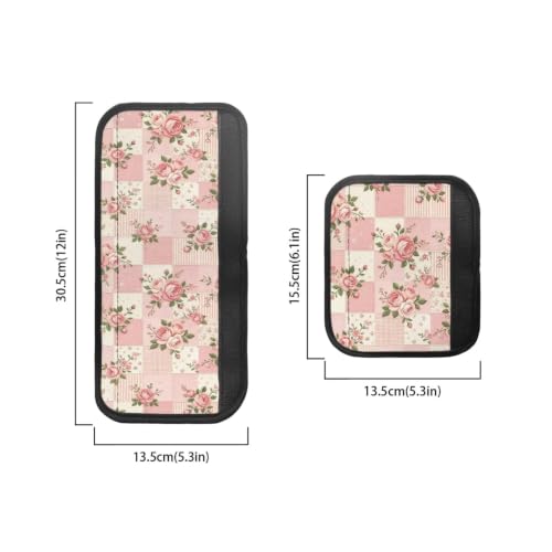 Image of Refrigerator Door Handle Covers Set of 6 Kitchen Electrical Appliances Handle Protector Anti-Slip Fridge Microwave Oven Decor Home Accessories, Rose Floral Patchwork Print Pink