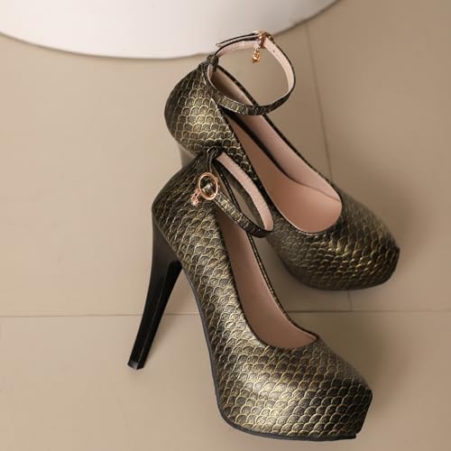 Women's Ankle Strap Stiletto Heel Pumps Platform Dress Shoes3