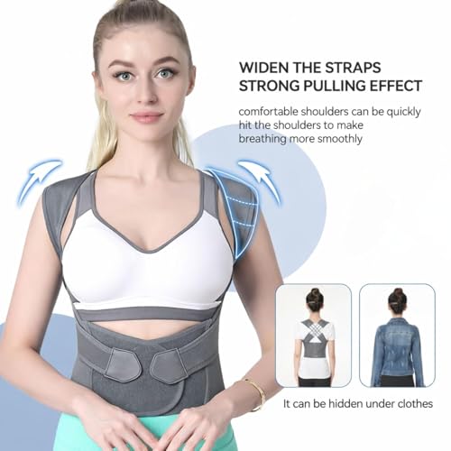 Image of DOLTAS X-Cross Posture Corrector Belt - Universal Size Shoulder & Back Support Belt | Back Straightener Brace for Spine & Body Posture Correction | Clavicle Support for Men & Women | Universal Size (Grey)