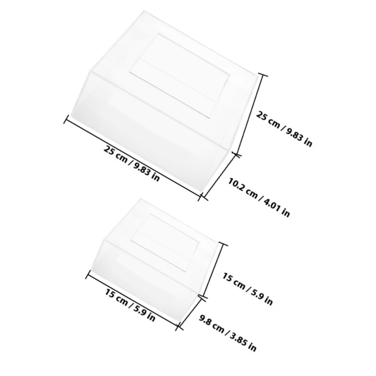 2 Stück Transparenter Acryl Kuchenständer Quadratisch mit Deckel