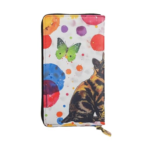 Porte-cartes zippé en cuir grand format pour téléphone portable