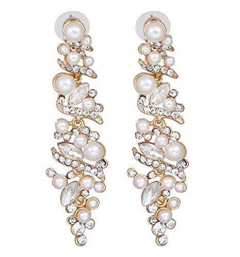 NLCAC Women's Wedding Earrings for Brides Dangling Rhinestone Crystal Chandelier Earring Drop Bridesmaids