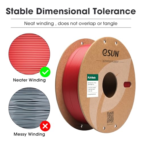 Image of eSUN PLA Basic Filament 1.75mm, 3D Printer Filament High Speed PLA for Fast Printing, 1KG Spool (2.2 LBS) 3D Printing Filament for High Speed 3D Printers, Fire Engine Red