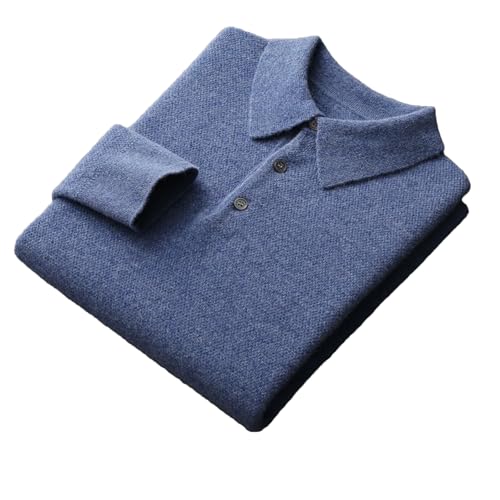 Dcvmvmn Men's Cashmere Wool Sweater Men Loose Large Size Knitted Jumper Business Casual Pullover Blue