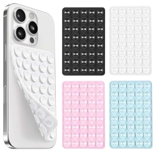 NANASUGUR 4 Stück Silikon Saugnapf Saugnäpfe Handy Anti-Rutsch Handyhülle Saugnapf Aufkleber für Handyhülle Saugnapfhalterung für alle Handymodelle (Schwarz Weiß Rosa Blau)